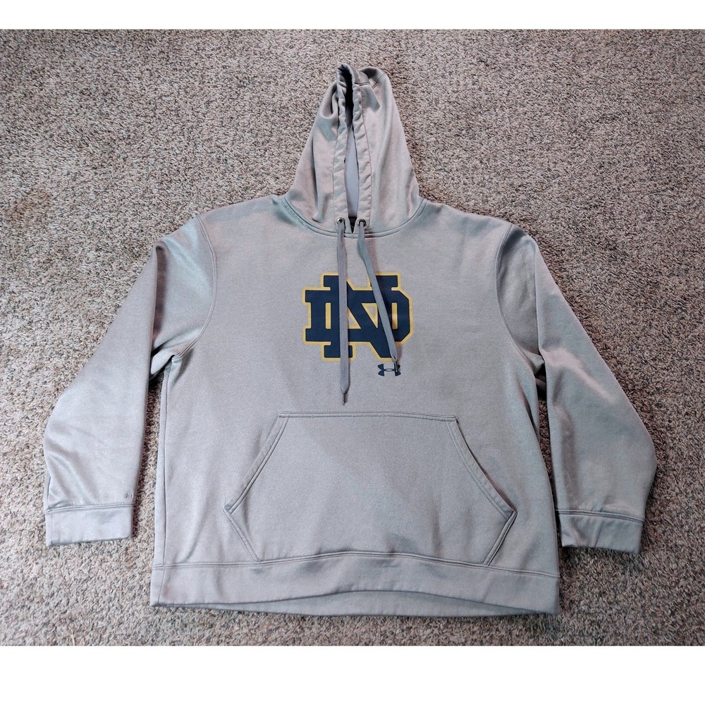 Under Armour Notre Dame Fighting Irish Hoodie XL Gray Mens Sportswear Logo Loose